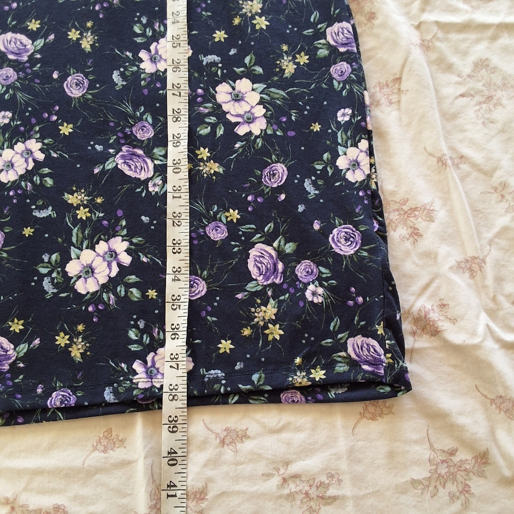 NWT LuLaRoe Navy Blue Floral Long Sleeve Dress Size XL - Picture 6 of 8